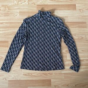 Frank & Oak Brown Patterned Long Sleeve Mockneck